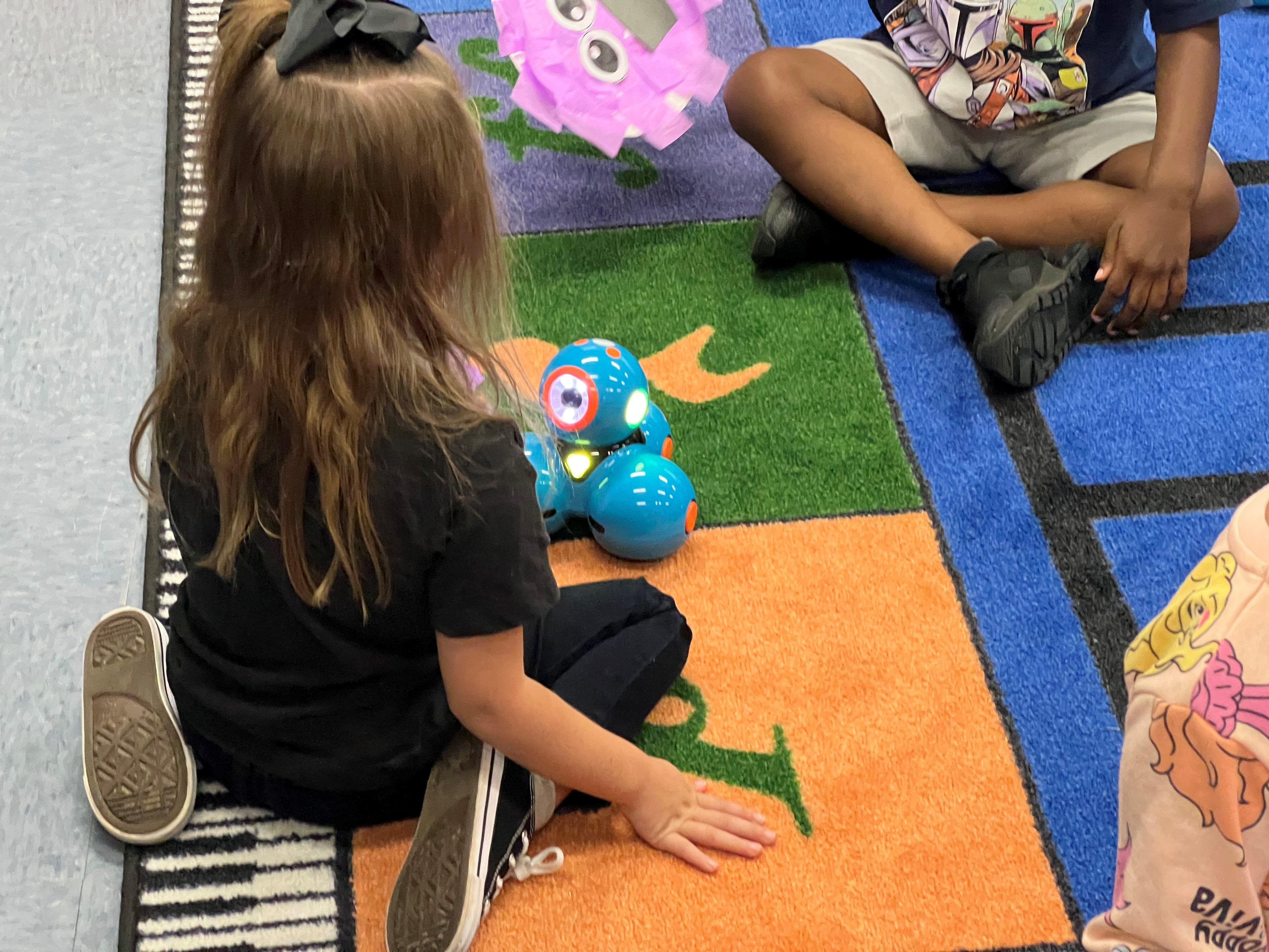 Image of students engaged in robotics project.