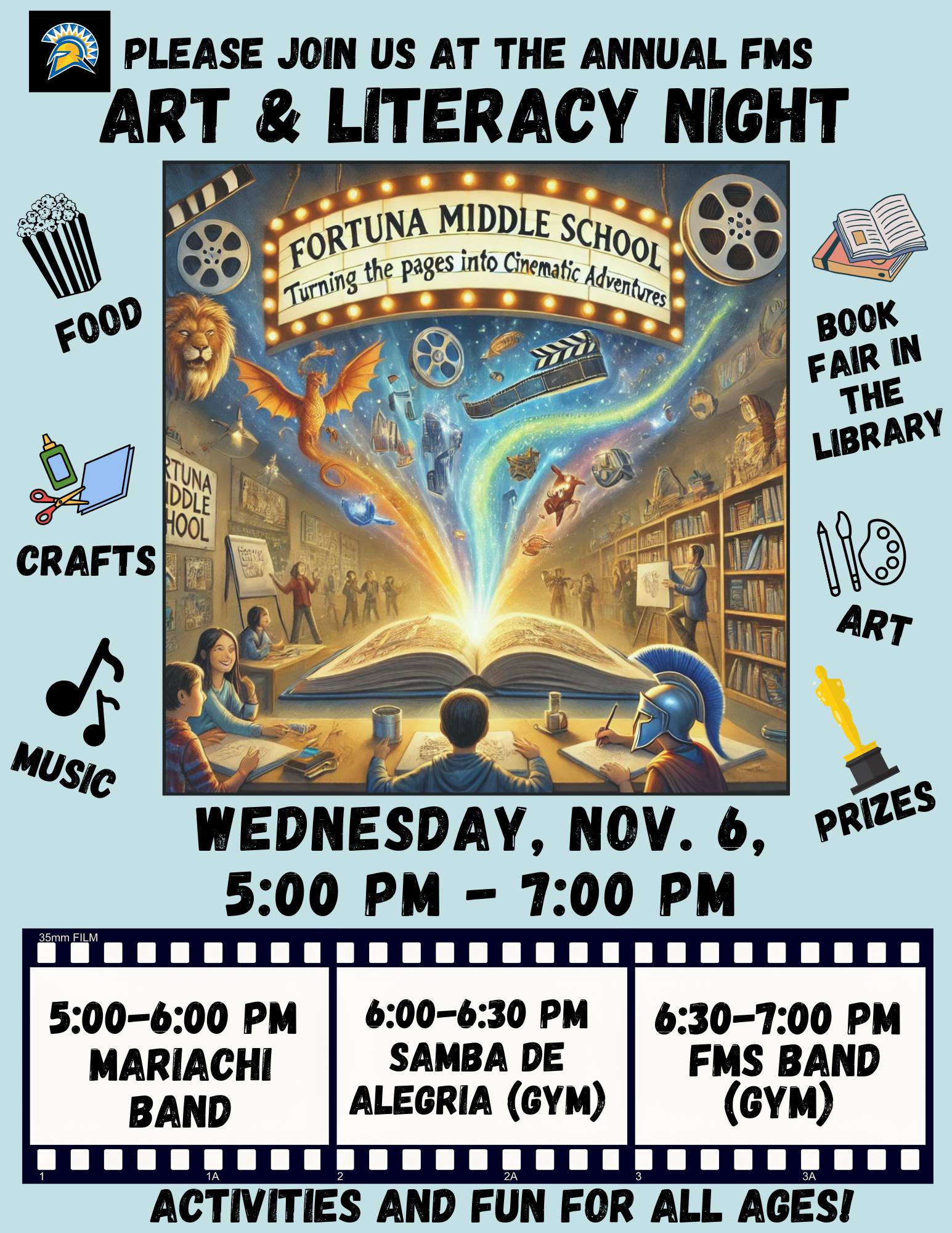 Art and Literacy Night, Wednesday, November 6 at 5:00 PM