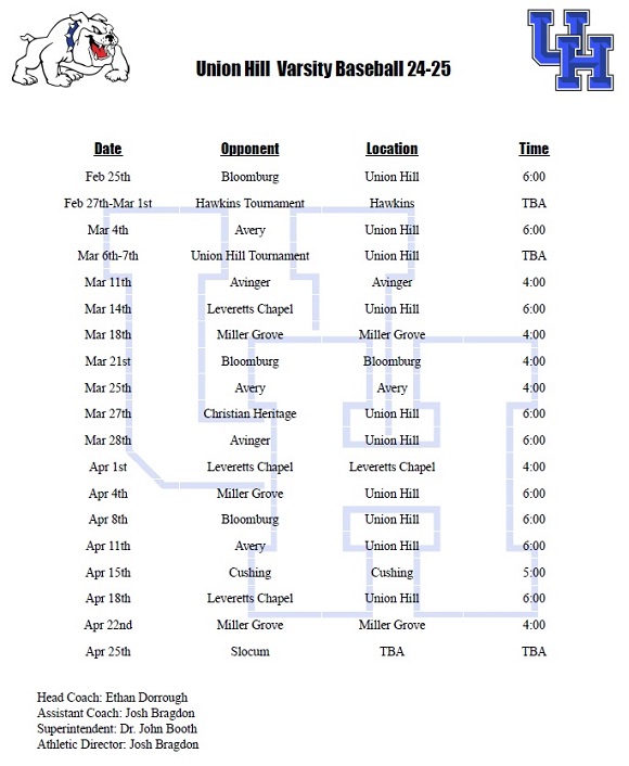 2025 Baseball Schedule