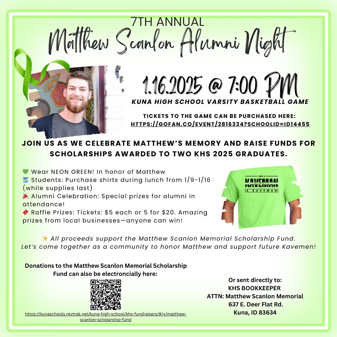 A flyer with information about an upcoming alumni night. the Information is posted below