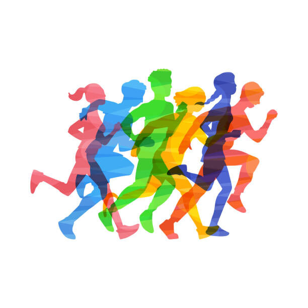 illustration of a crowd running