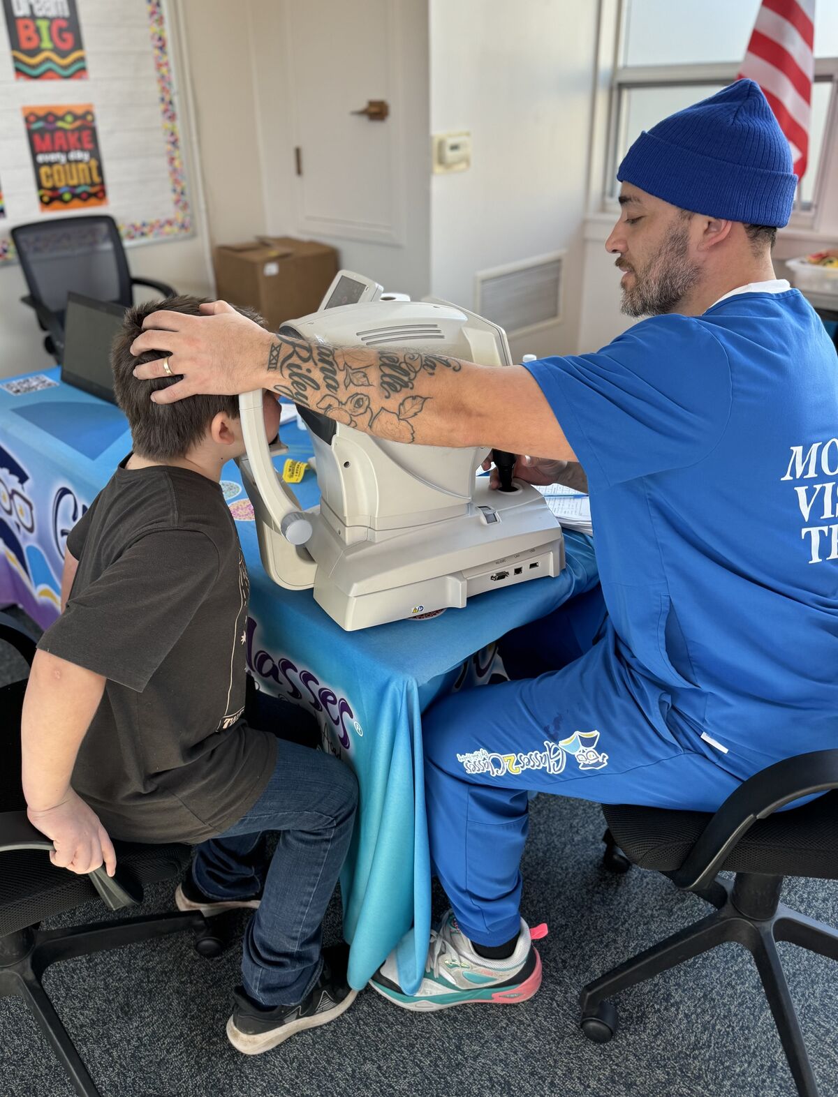 boy getting eye exam
