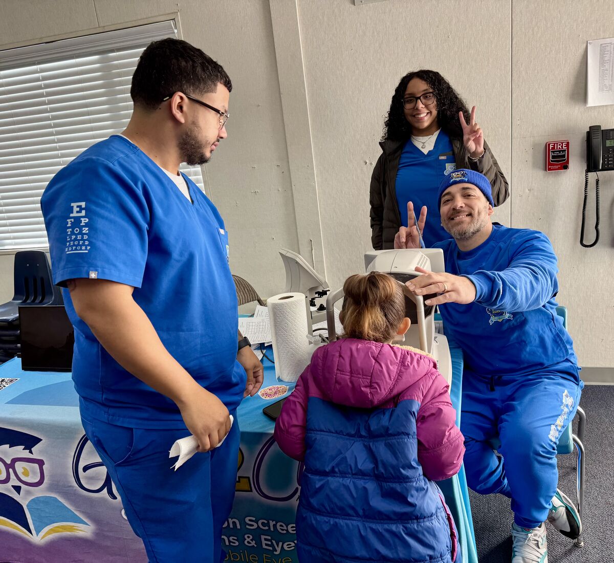 student getting eye exam