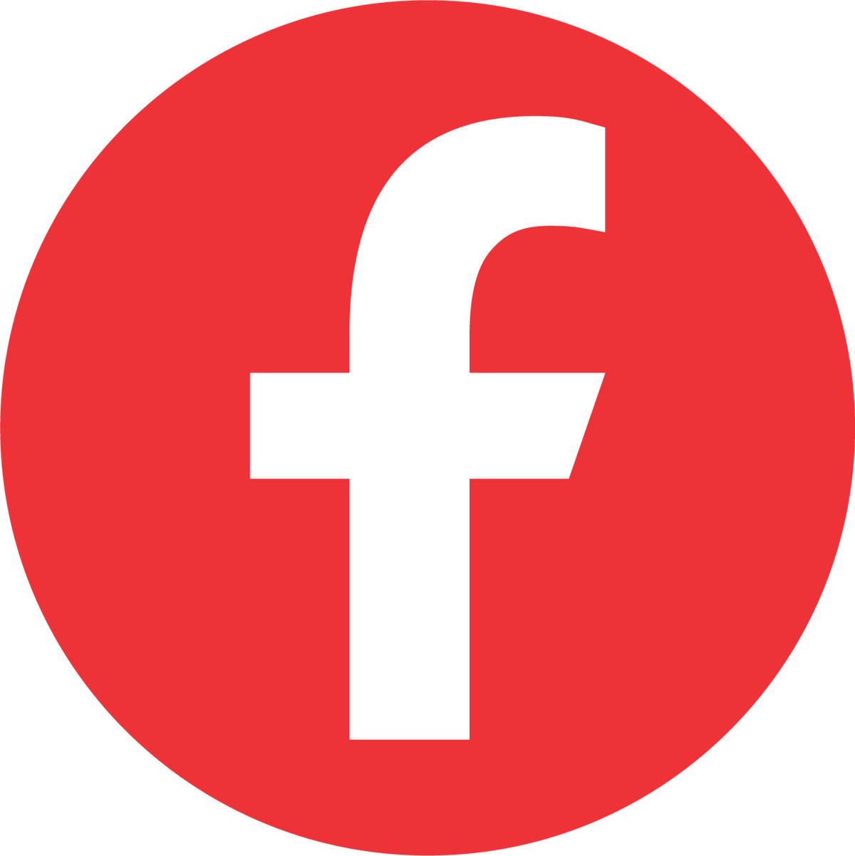 The Facebook logo features a white letter 'f' on a red circular background.