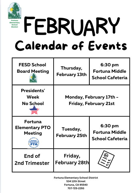 February Calendar of Events