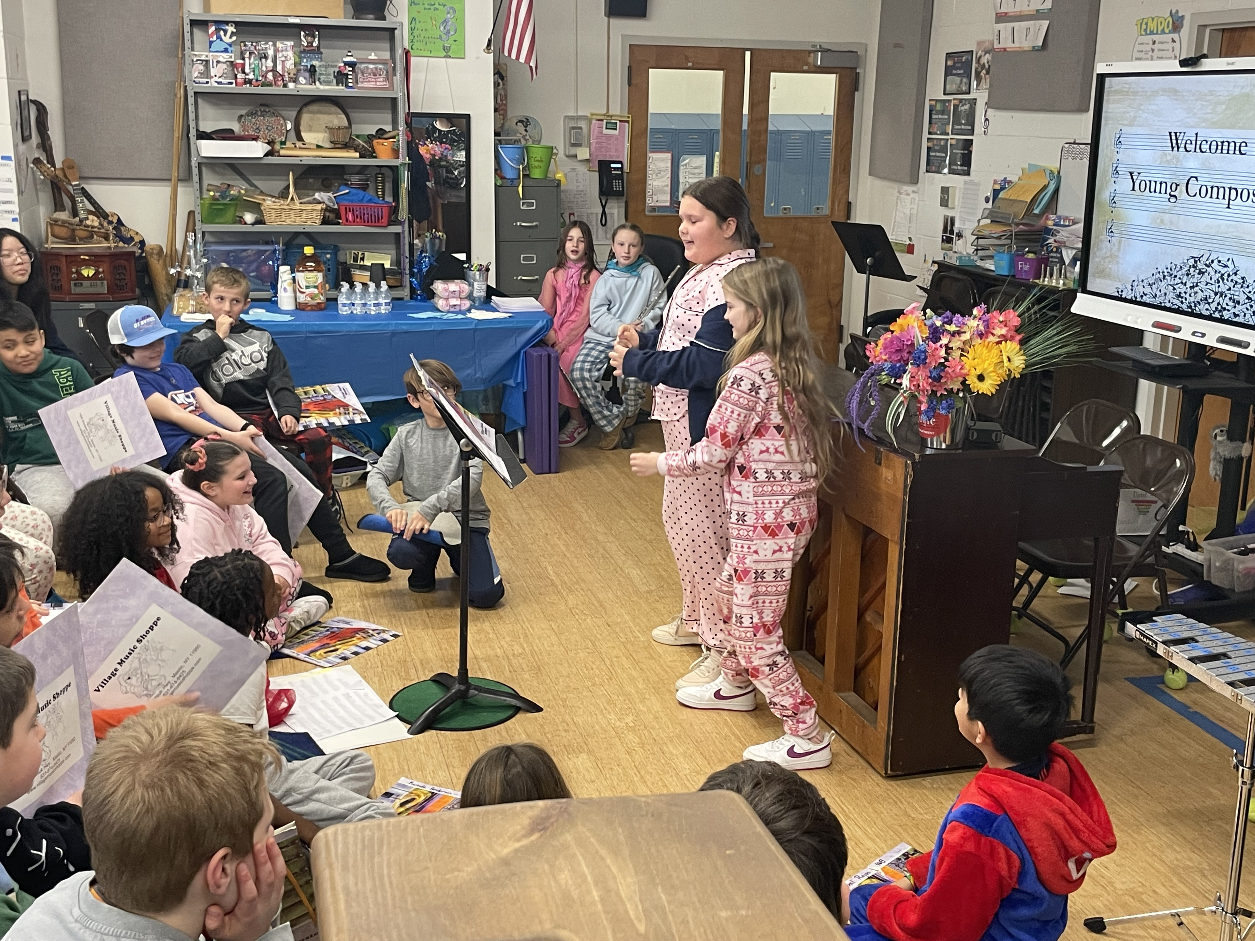 Students singing at the Young Composers Showcase