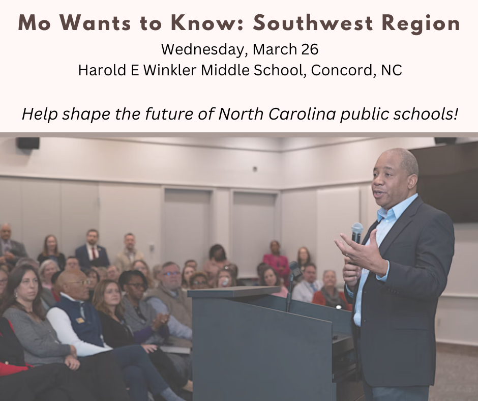 A photo of state superintendent Mo Green speaking to a crowd of people.