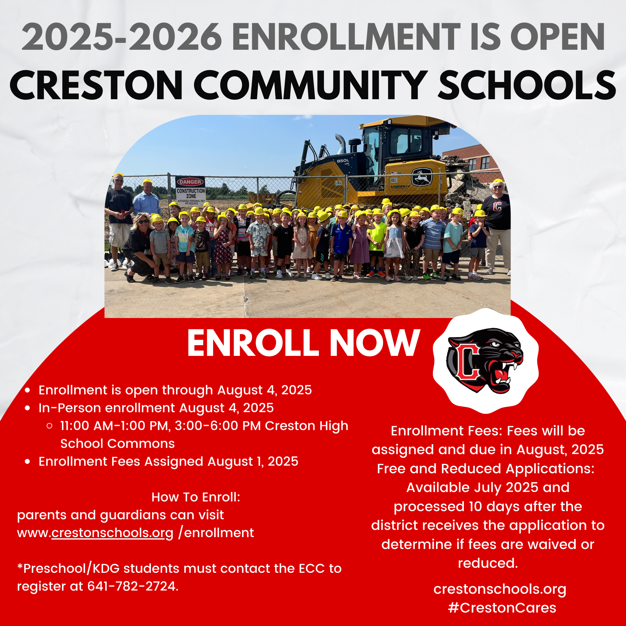 Informational graphic for 2025-2026 enrollment. 