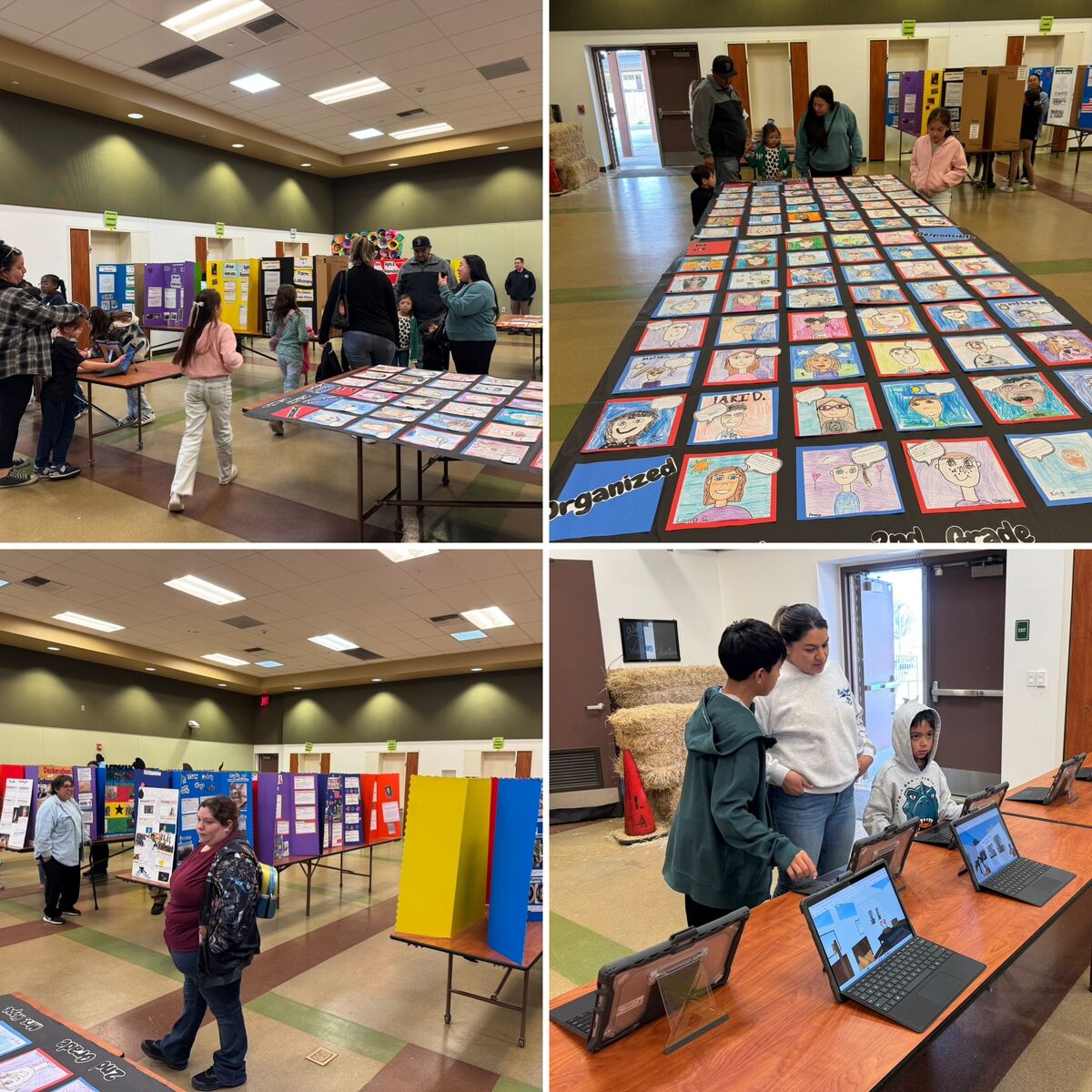 Image of picture collage of parents and students during istory Day at Los Amigos Elementary School.