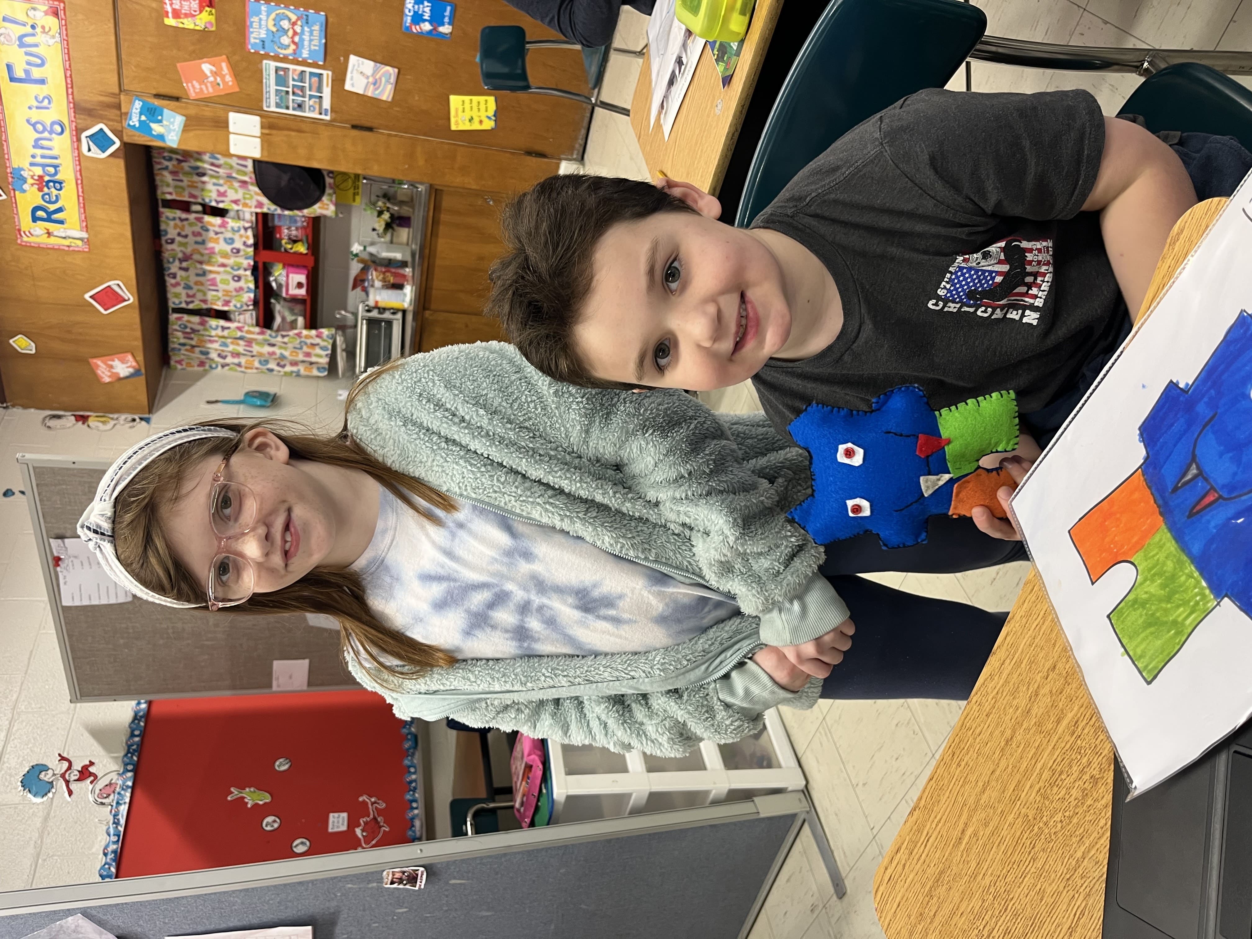 Center Moriches second and sixth graders collaborated on a special Monster Match activity.