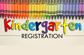 A colorful row of crayons with the words 'Kindergarten Registration' written below.