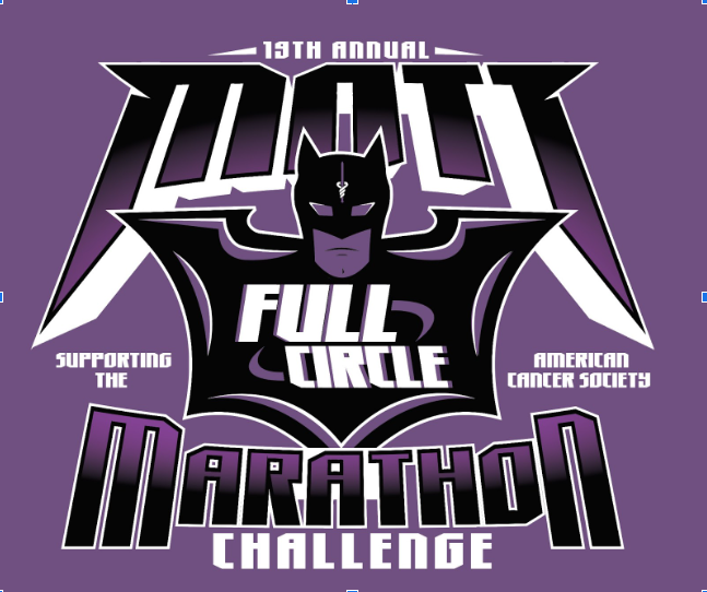 A purple logo for the 19th Annual Matt Full Circle Marathon Challenge, supporting the American Cancer Society.