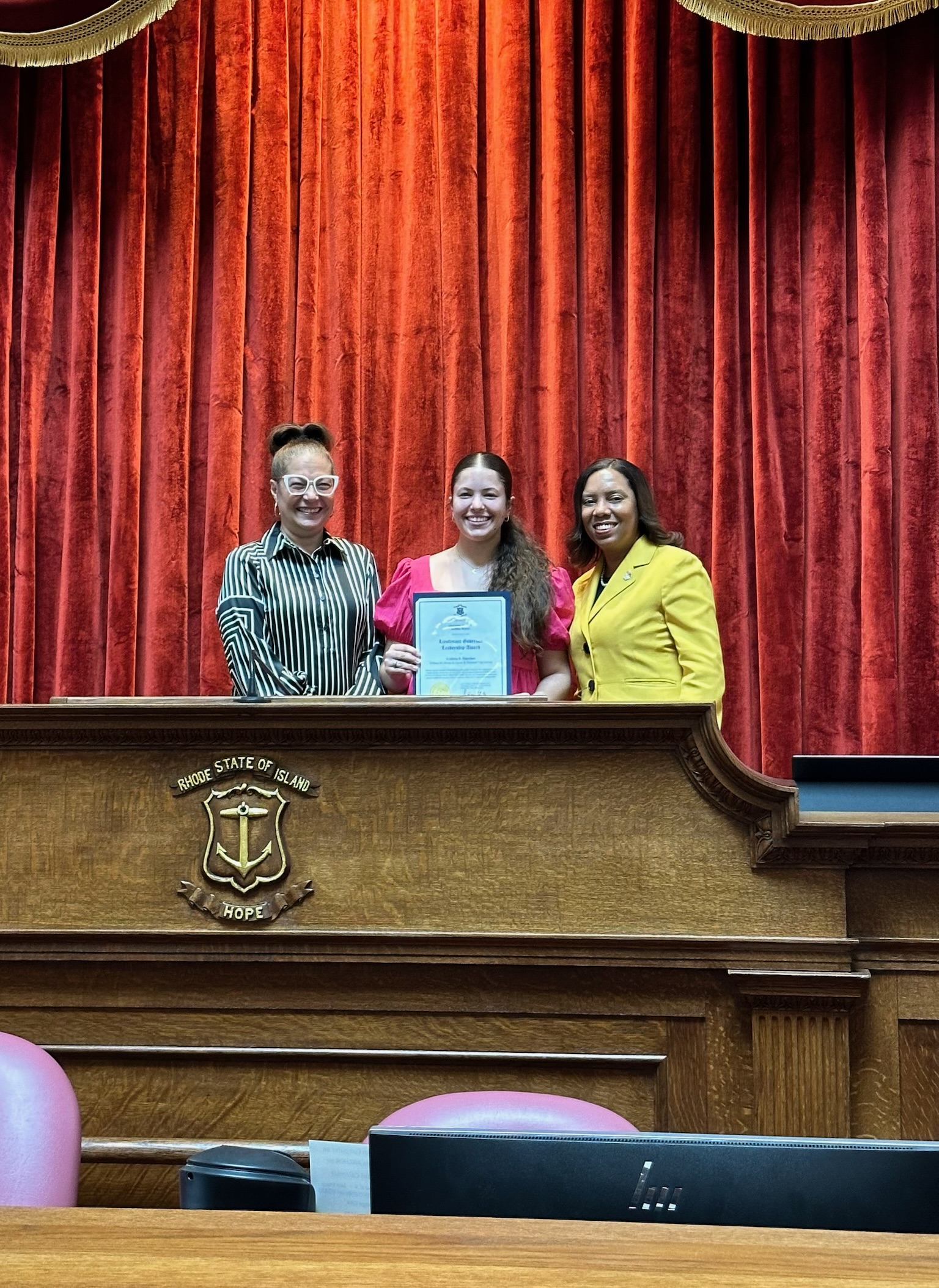 Commissioner Infante-Green, Liahna Narciso, Lt. Gov. Matos