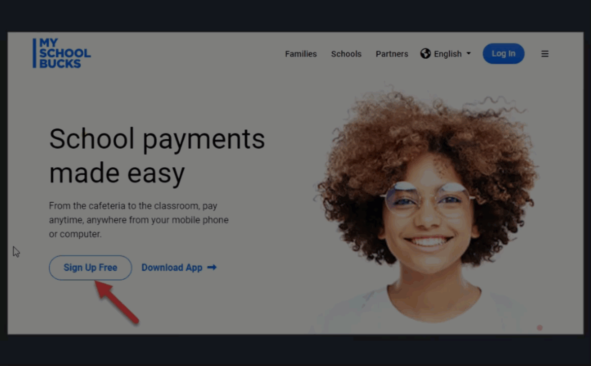 Where to click to get started with MySchoolBucks