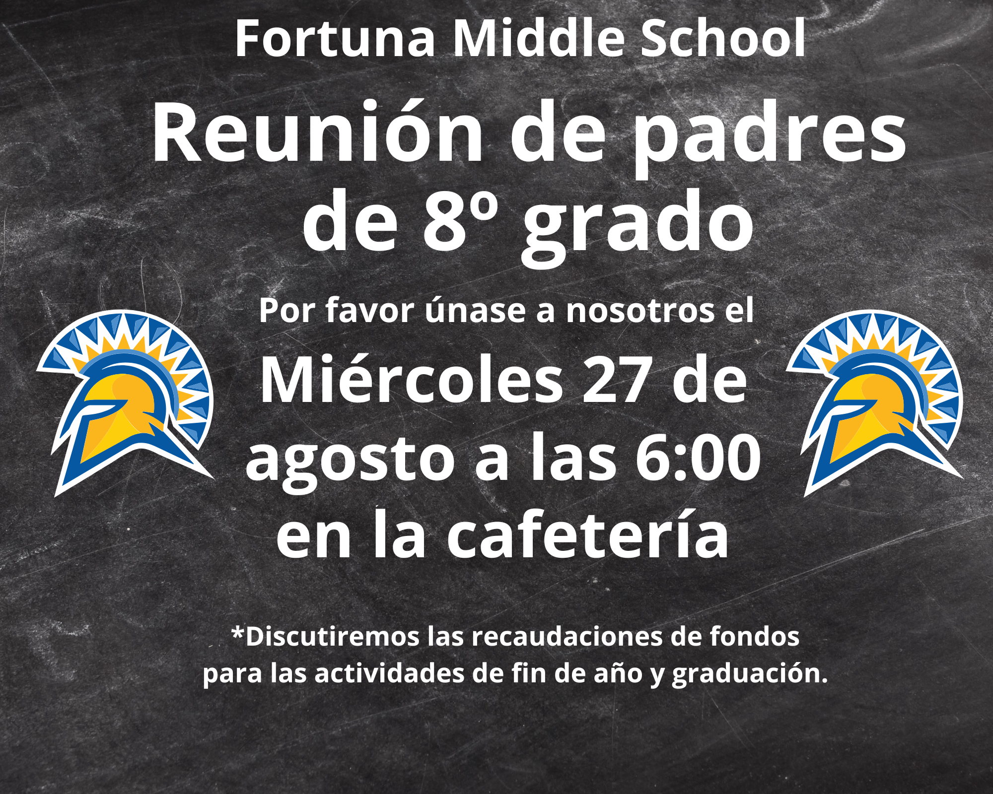 An announcement for a parent meeting at Fortuna Middle School in Spanish.