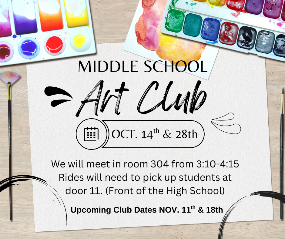 Updated Art Club dates for October and INKTOBER!