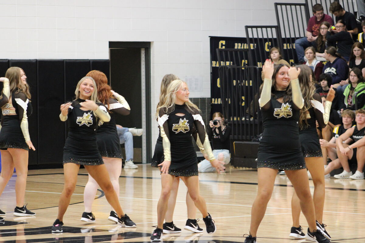 The Xtreme dance team performs at the pep rally