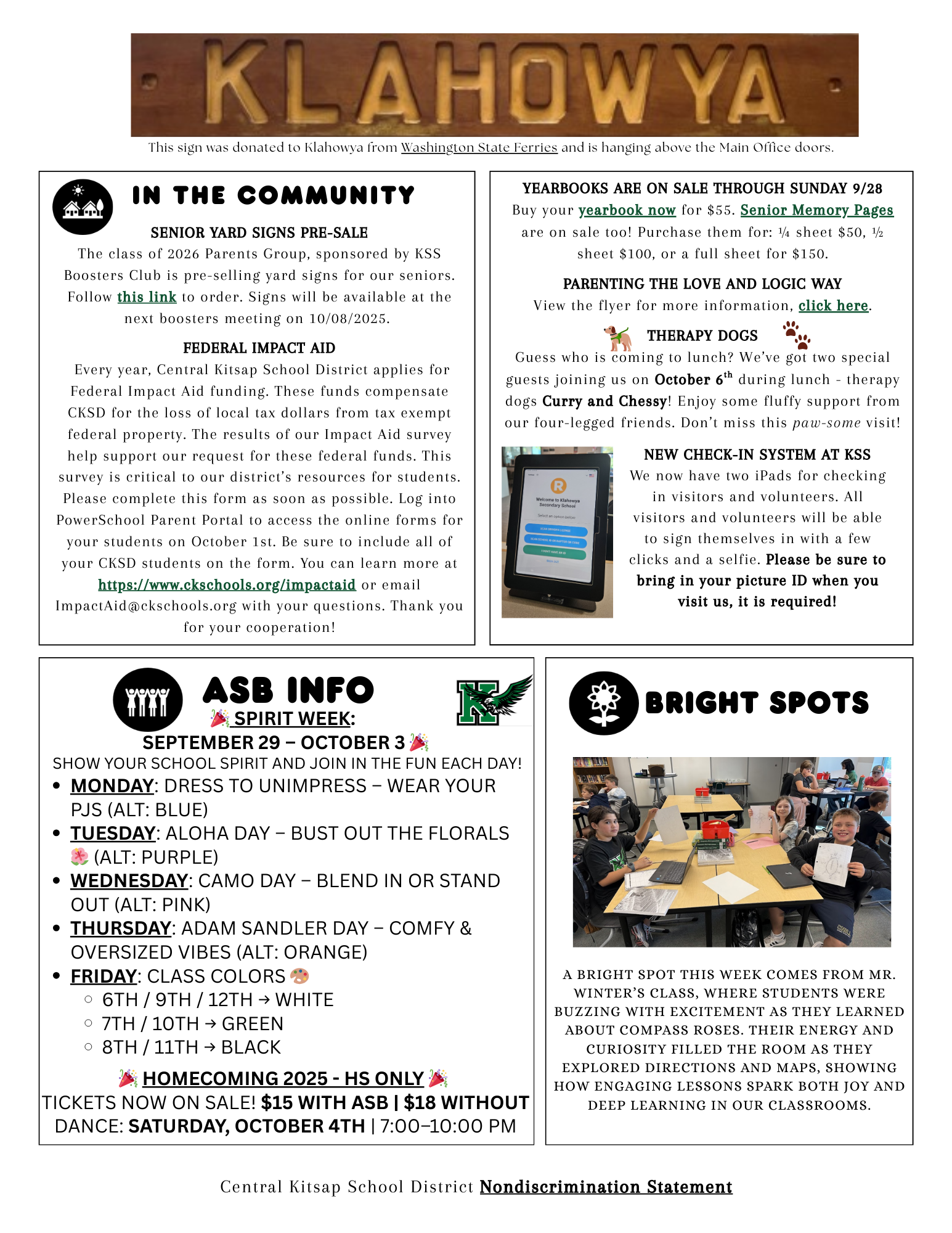 A school bulletin board displays announcements about upcoming events and activities.