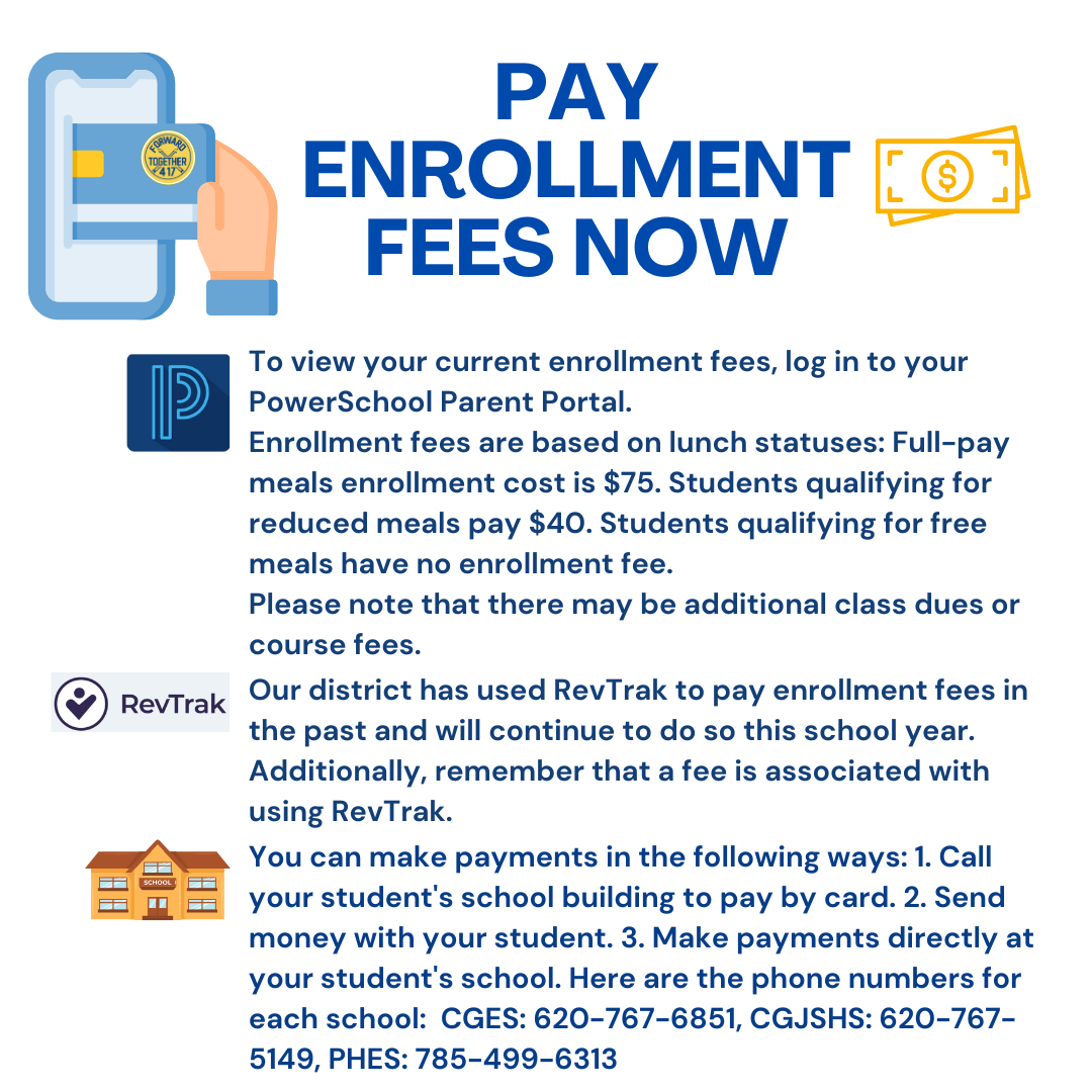 Image promoting online payment of school enrollment fees.