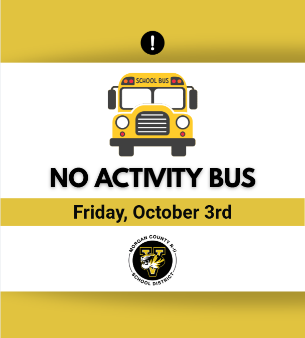 Notice: No activity bus on Friday, October 3rd, as indicated by a school bus graphic.