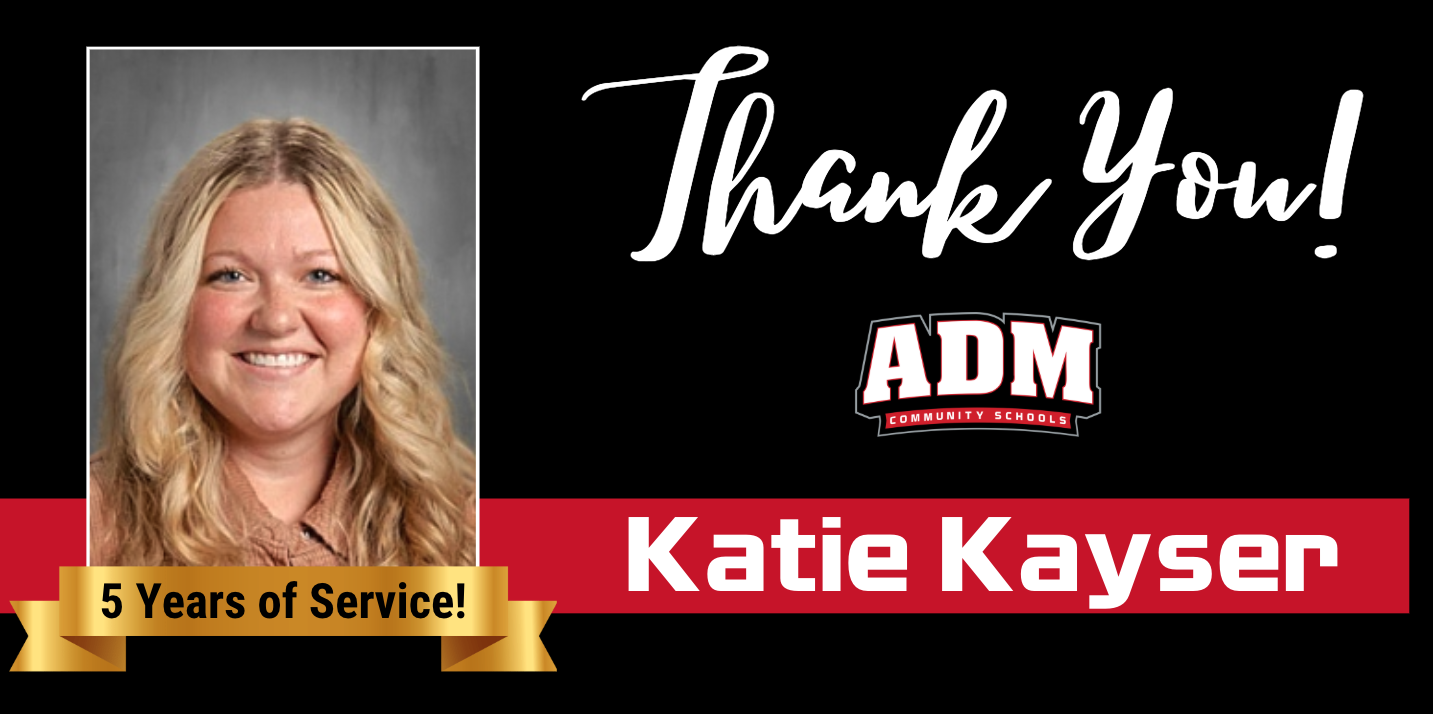 A smiling woman's portrait is featured with text that says 'Thank You!' and '5 Years of Service!'