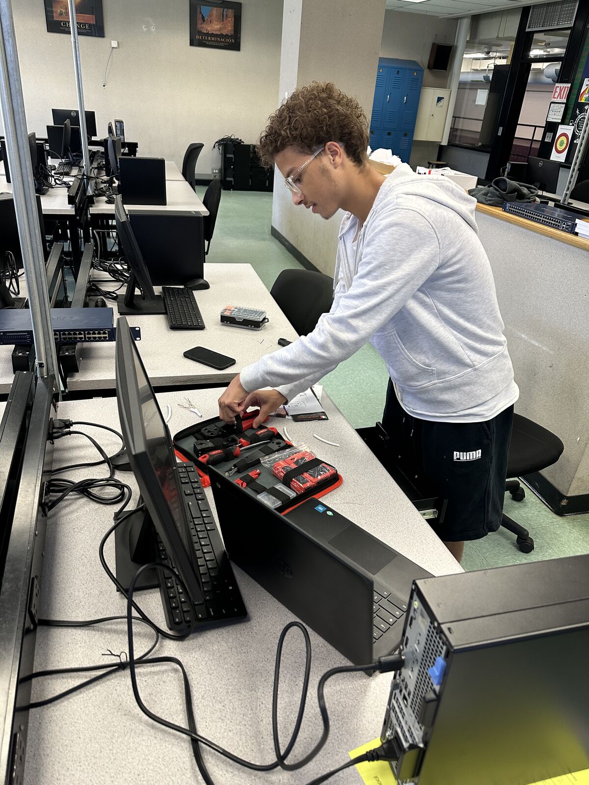 Student working on project