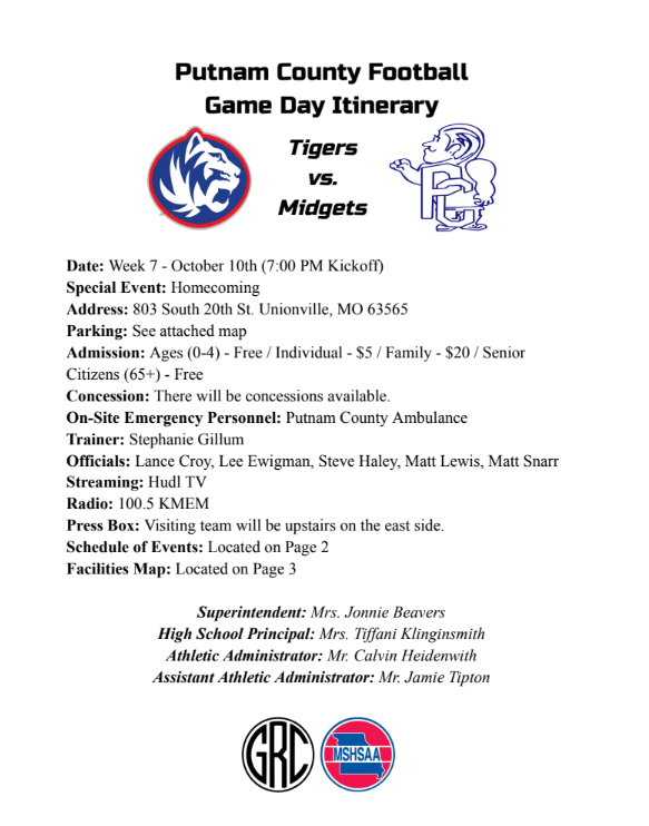 game day itenerary homecoming