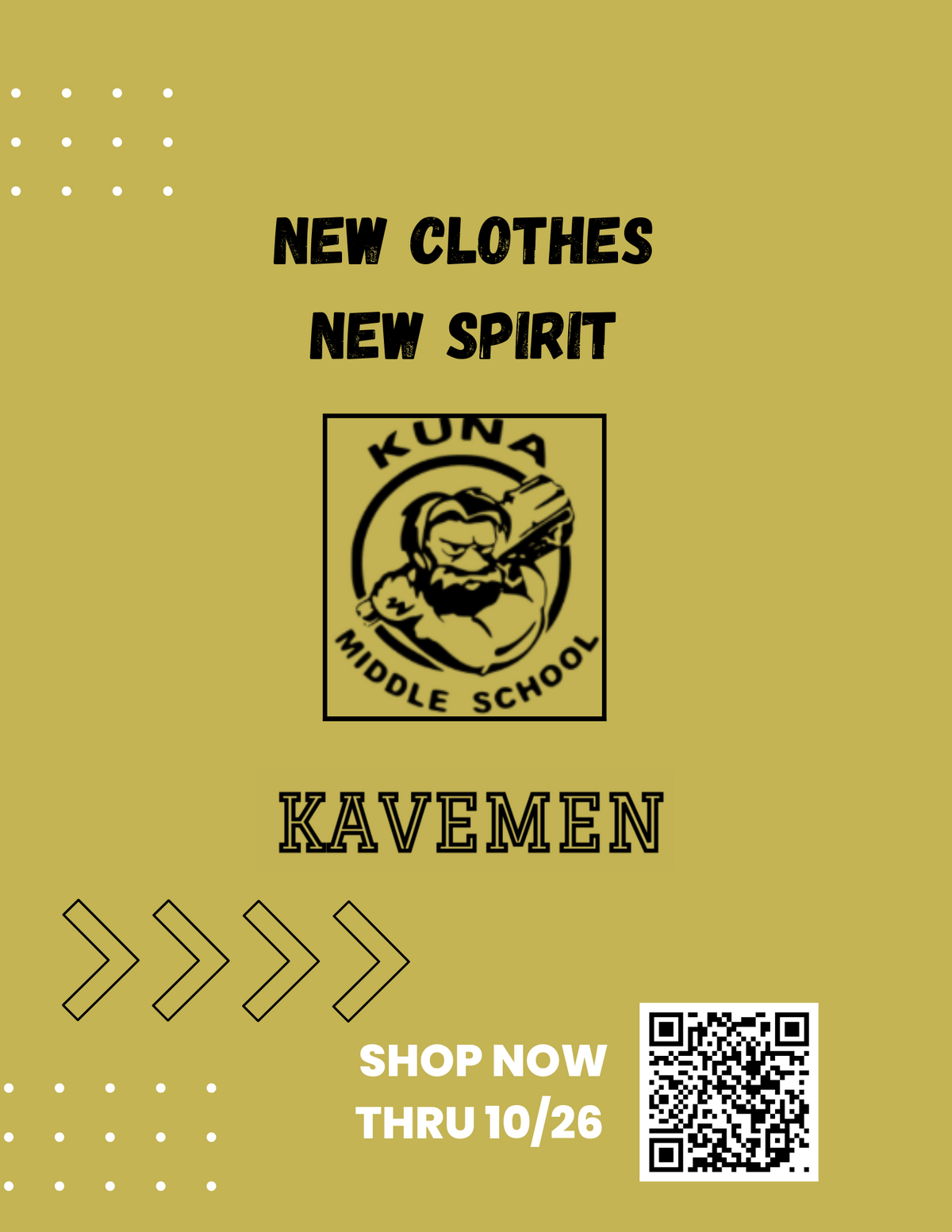 An advertisement for Kuna Middle School apparel, featuring the school logo and a QR code.