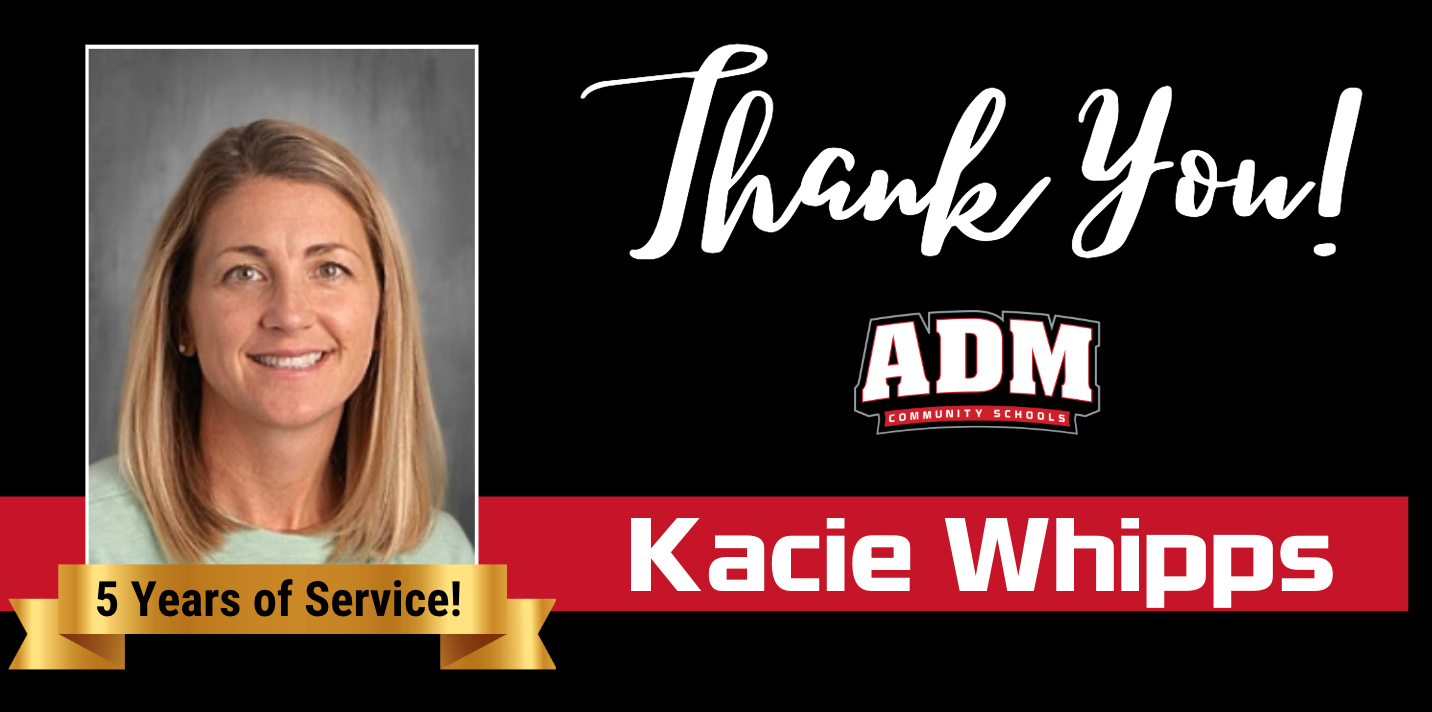 A woman smiles in a thank you graphic for 5 years of service.