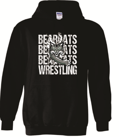 A black hoodie with a cat on itDescription automatically generated