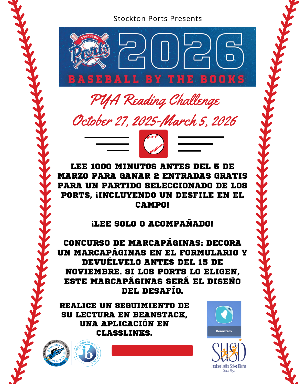 Letter describing the reading challenge in Spanish