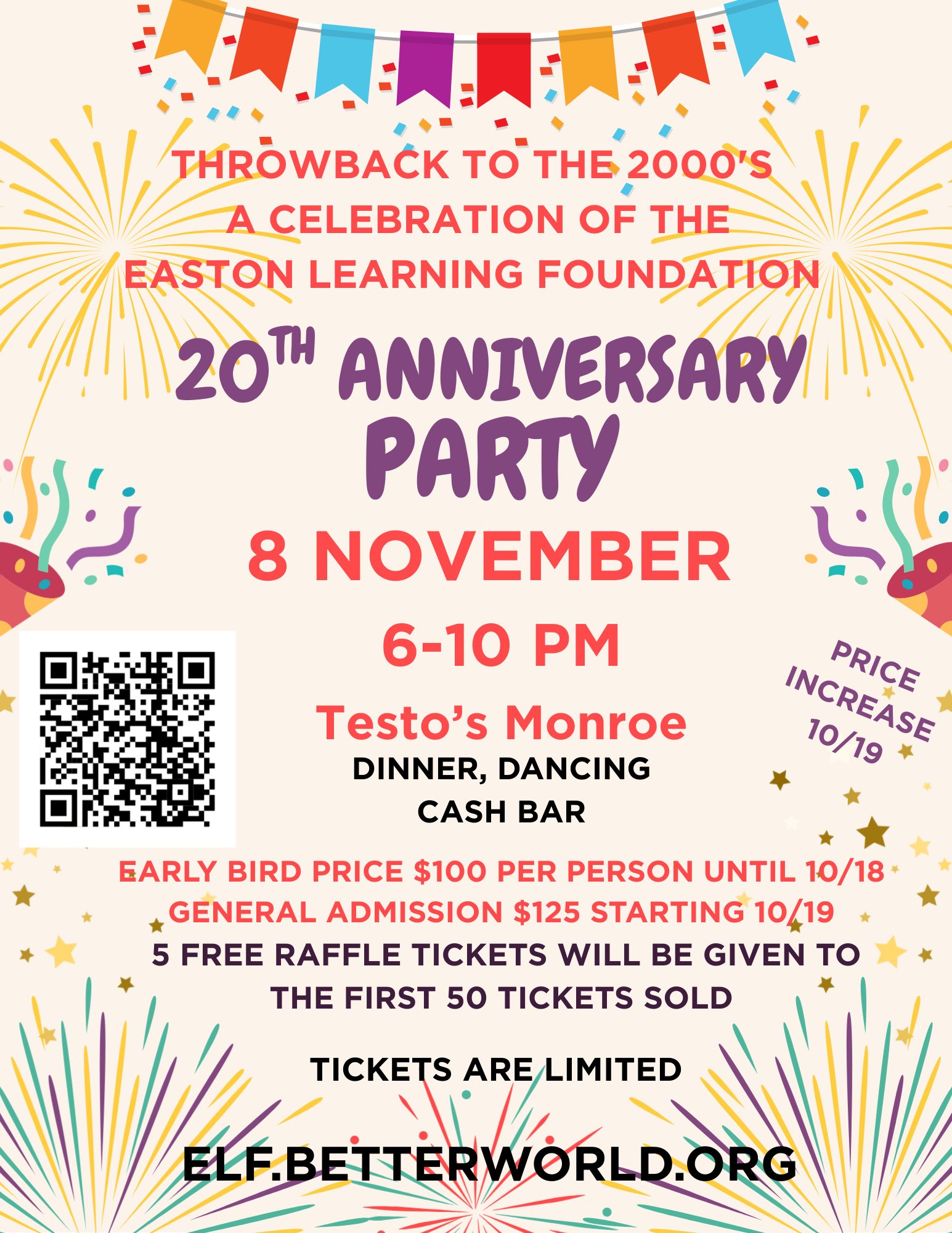 Flyer of 20th Anniversary Party for Easton Learning Foundation