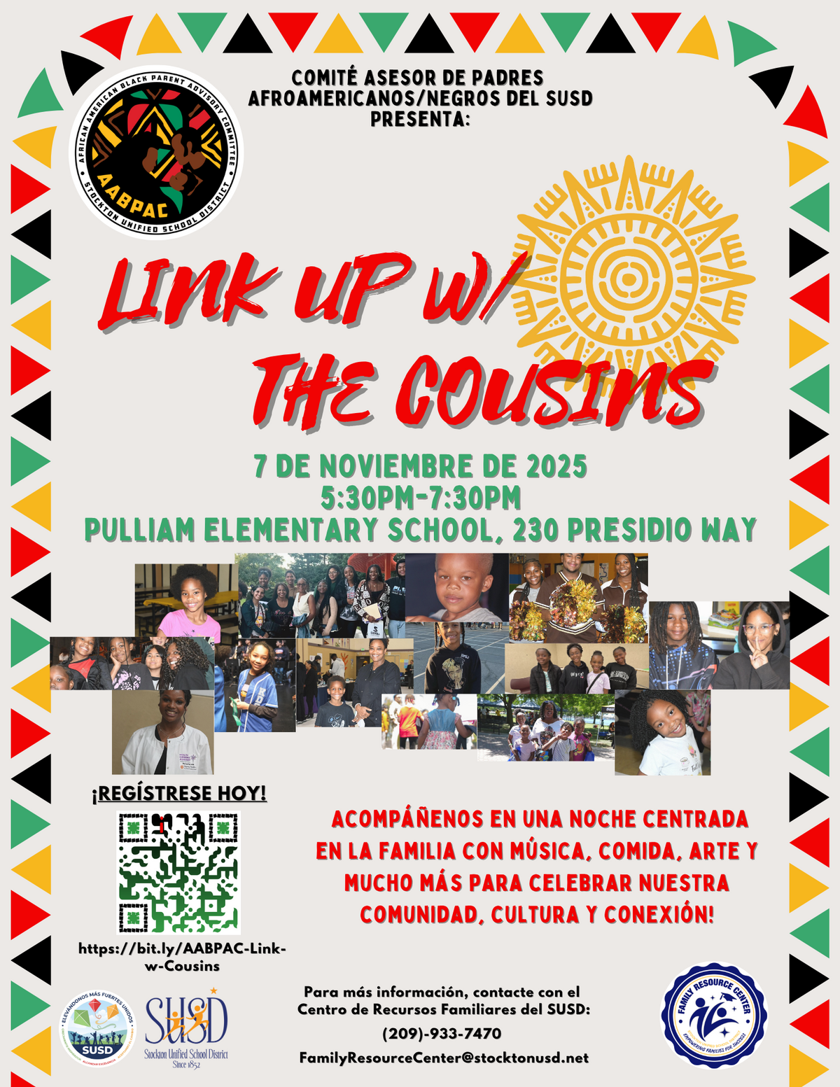 Flyer for 'Link Up w/ The Cousins' Spanish