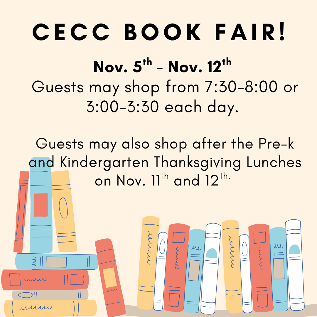 Announcement for a CECC Book Fair with dates and times.