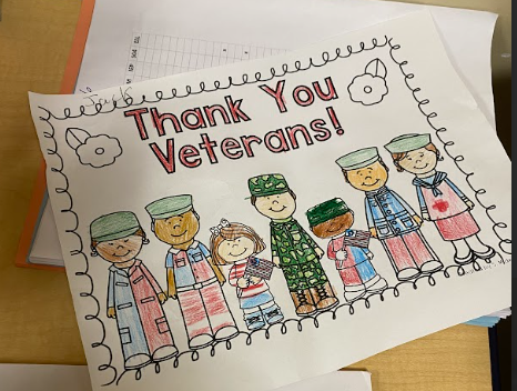 Students make cards for veterans