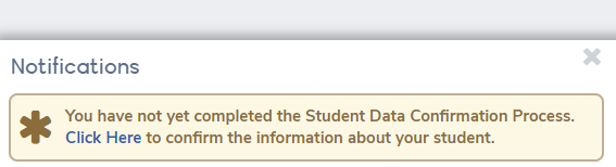 Parent Data Confirmation on web browser