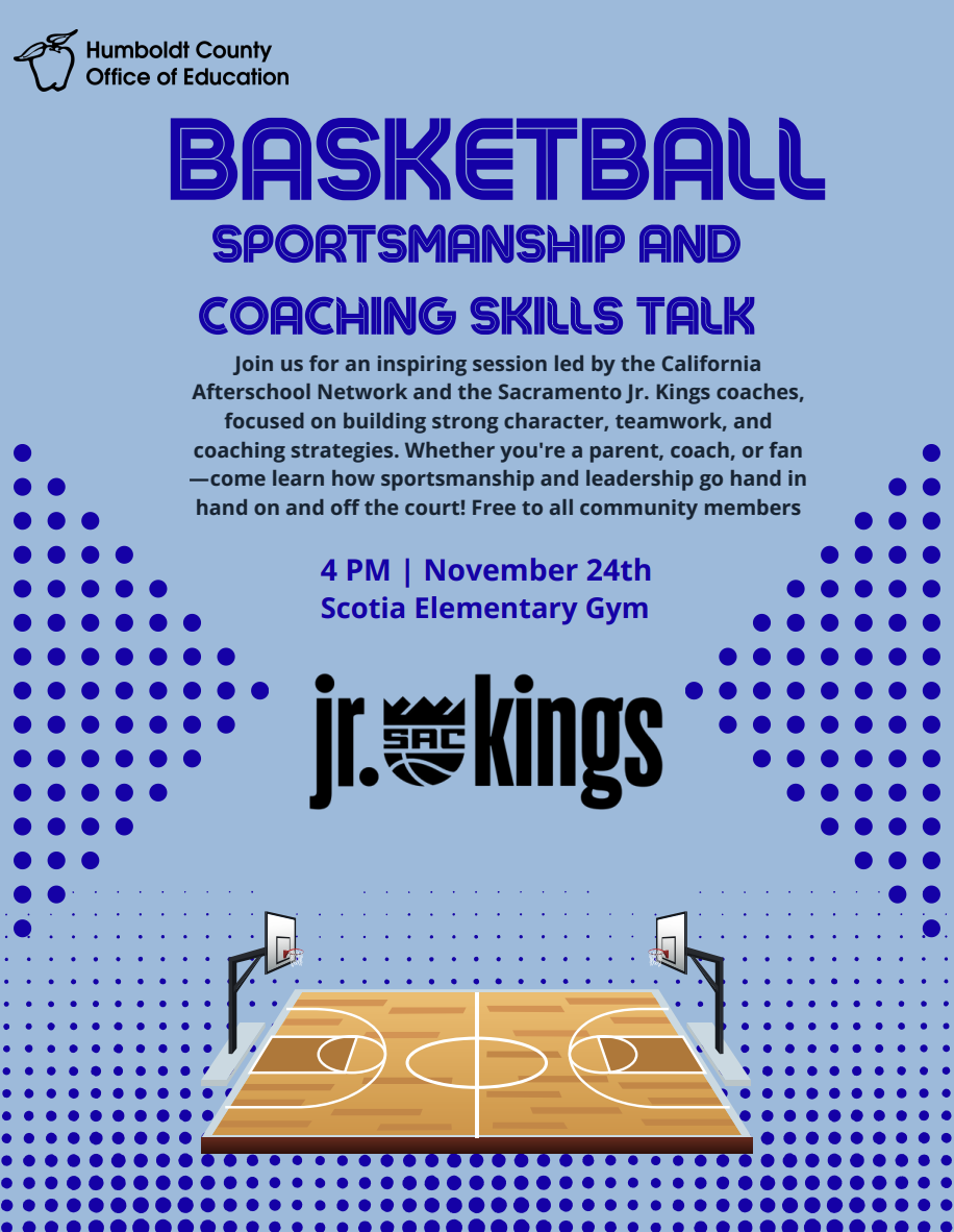 Poster for a basketball sportsmanship and coaching skills talk, featuring a basketball court graphic.