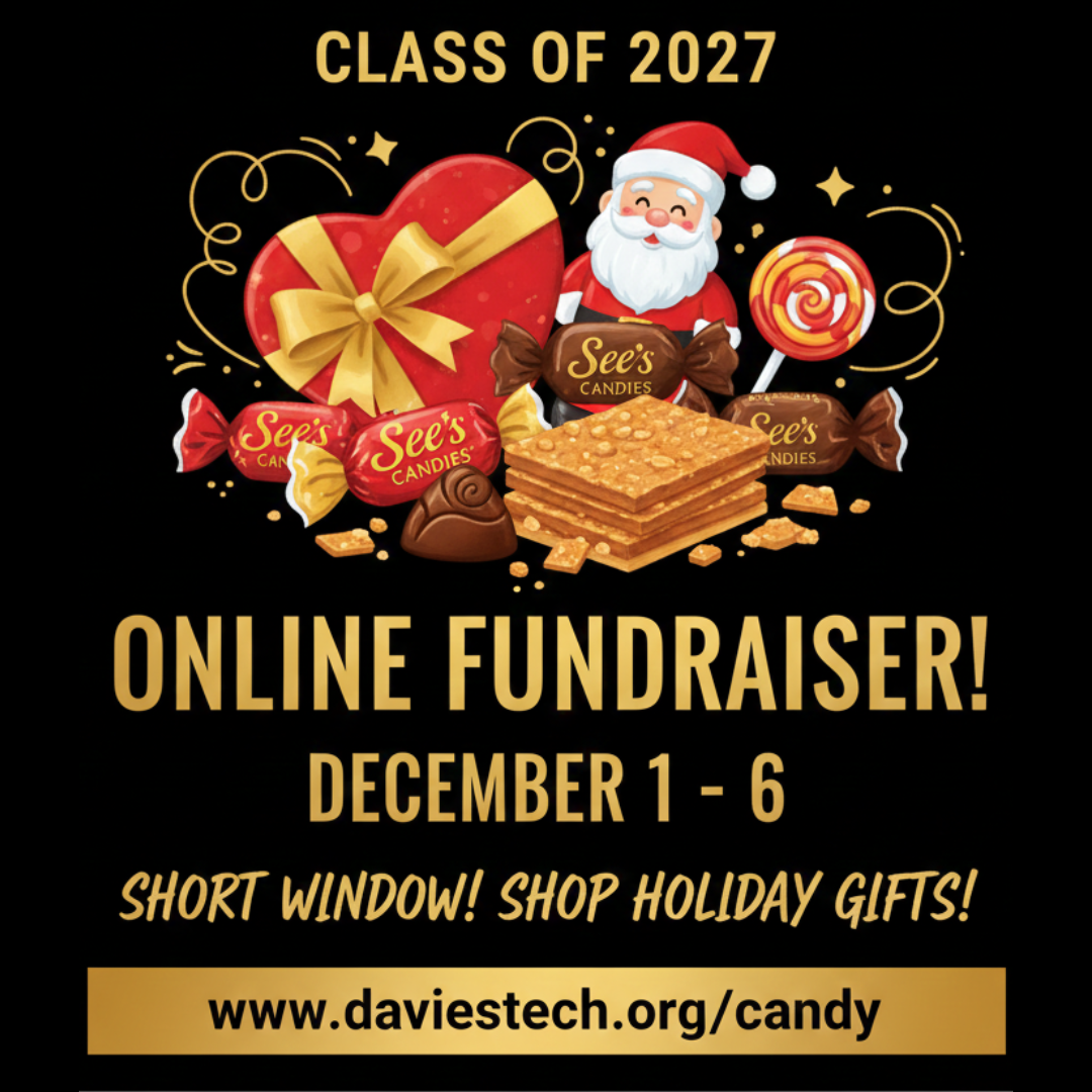 Promotional image for a candy fundraiser featuring Santa and various sweets.