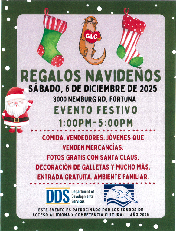 A festive flyer announces a Christmas event with Santa Claus and activities.