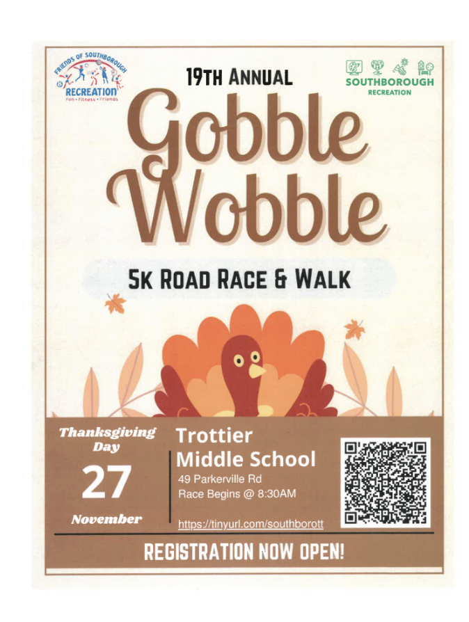 Poster for the 19th Annual Gobble Wobble 5K Road Race & Walk.