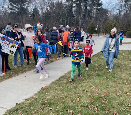 Staff and students running in Gobble Wobble!