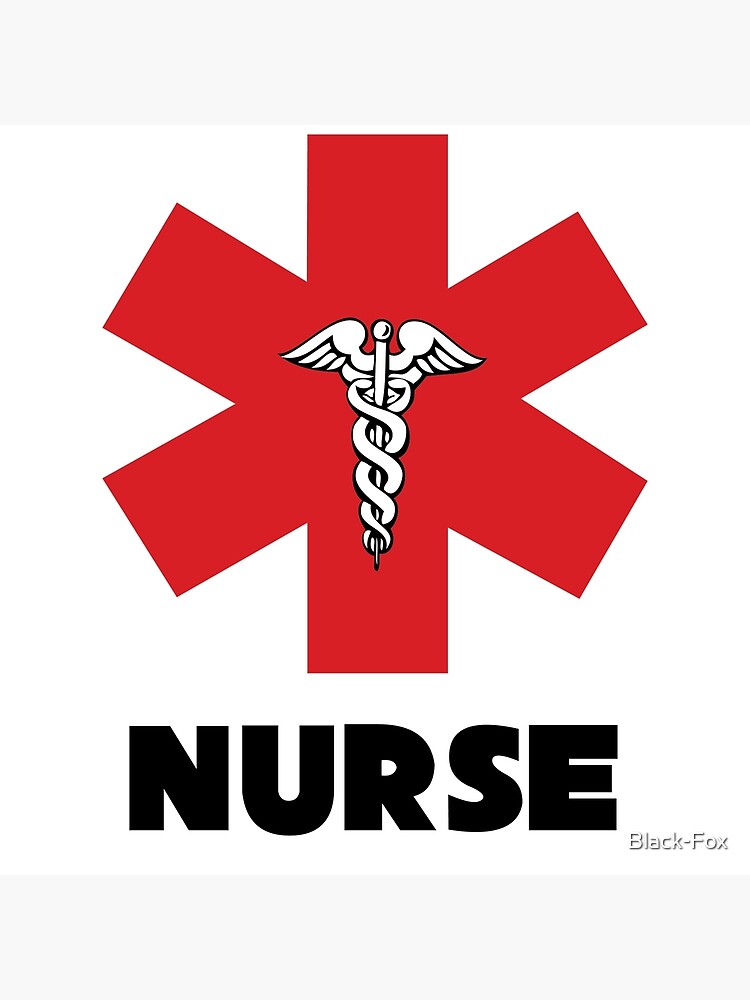 A red star of life symbol with a caduceus in the center, and the word 'NURSE' below.