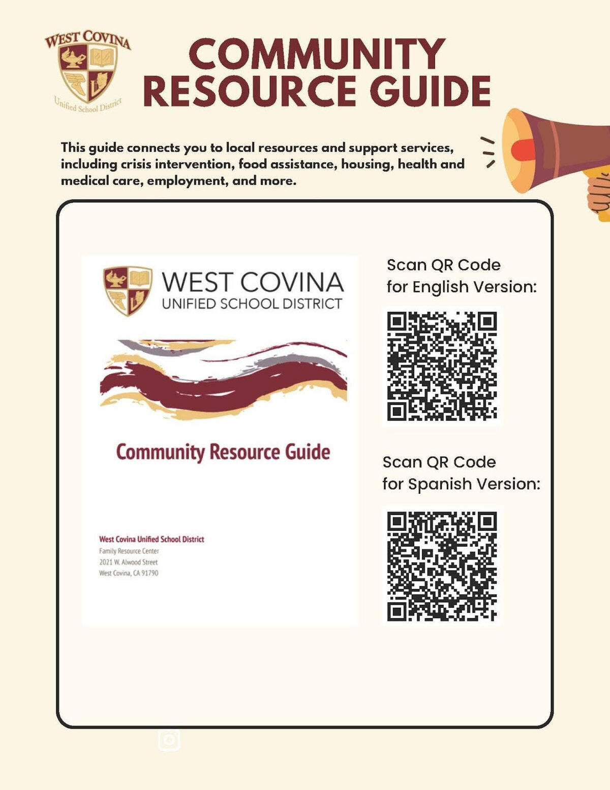 A community resource guide from West Covina Unified School District.
