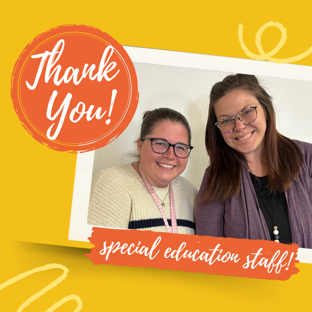 Two smiling women pose for a photo, framed with a 'Thank You' graphic.