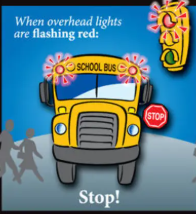 A school bus with lights onAI-generated content may be incorrect.