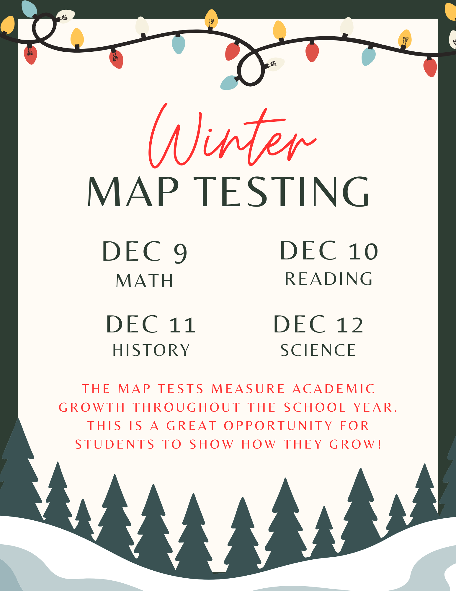 Winter MAP Testing Schedule