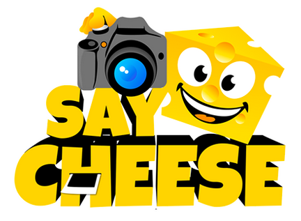 a graphic of a piece of cheese with a camera