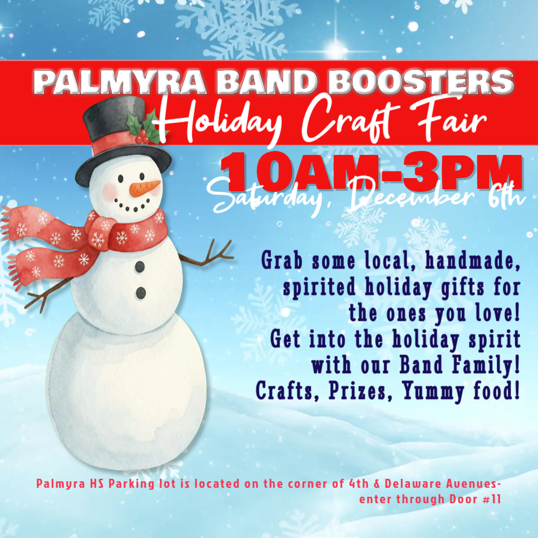 A snowman with a scarf and top hat advertises a Holiday Craft Fair.