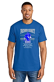 male model wearing a blue t-shirt