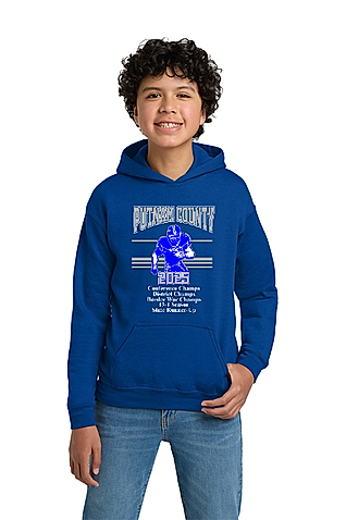 youth male modeling a blue hoodie